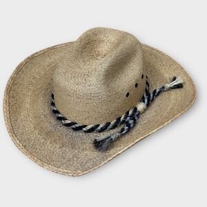 Palmoro Hats Straw Cowboy Hat‎ Women's Black/Gray Braid Band Made in Mexico
